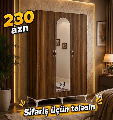 ekran sekilleri 3d: Üçqapılı paltar şkafı – güzgülü model - Material: taxta teksturalı — 1