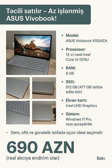 Техника для кухни: ASUS Vivobook, 15.4 ", Intel Core i3, 512 ГБ