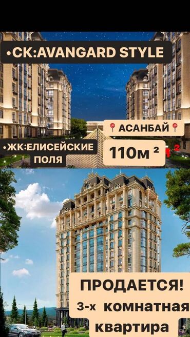 Продажа домов: 3 комнаты, 110 м², Элитка, 7 этаж, ПСО (под самоотделку)