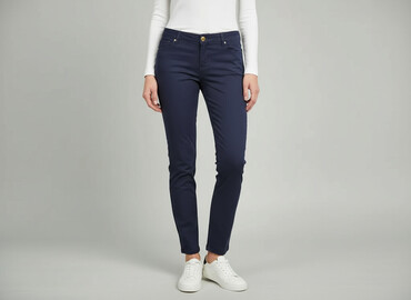 jeansy flare z wysokim stanem: Material trousers for women, size S