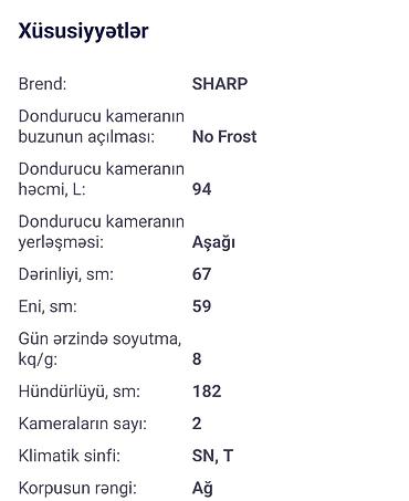Soyuducular: İşlənmiş 2 qapılı Sharp Soyuducu Satılır, rəng - Ağ, Dispenserli — 5