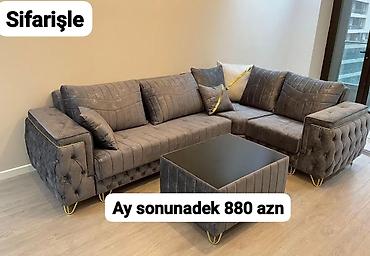 divan desti: Sifarişlə hazırlanacaq L formalı yumşaq künc divan və uyğun mərkəz — 1