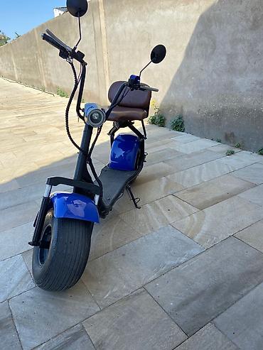 skuter motor elektrik: Elektrik skuter – citycoco tərzi, geniş təkərli - Rəng: mavi/qara — 2