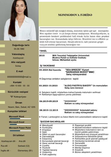 Başqa xidmətlər: Peşəkar CV hər şəxsə özəl olaraq hazırlanmalıdır. Hal-hazırda Trenddə — 8