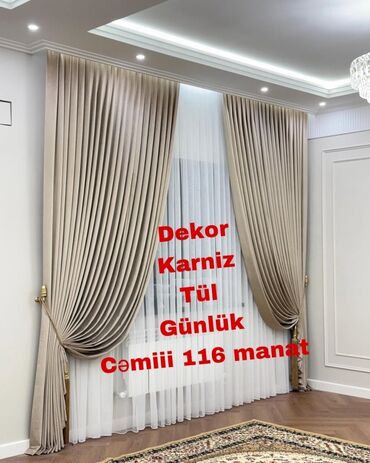 Digər ev dekoru: Yeni, Vilyur Pərdə, rəng - Bej, Ünvandan götürmə