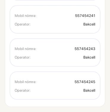 bakcell elaqe nomreleri: Nömrə: ( 055 ) ( 7454245 ), İşlənmiş
