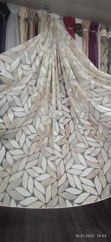 Тюли: Воздушная тюль с вышивкой «перья» - Полупрозрачная тюль в — 19