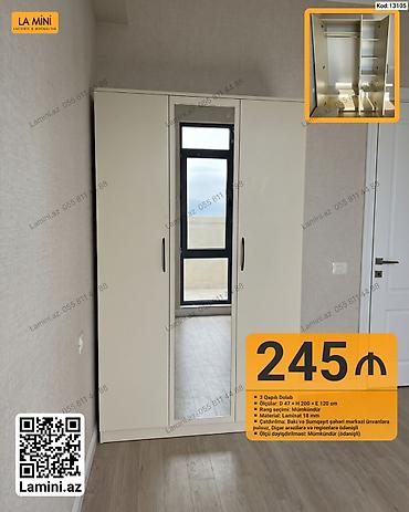 3 qapılı dolab - Ölçü: D 47 × H 200 × E 120 sm - Rəng seçimi lalafo.az -da 3 qapılı dolab - Ölçü: D 47 × H 200 × E 120 sm - Rəng seçimi