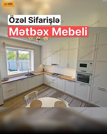 Ev və bağ: Özəl sifarişlə mətbəx mebeli - Dizayn: L formalı, klassik ağ — 1