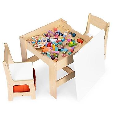 ploca za sto: Dečiji set sto i 2 stolice sa tablom za pisanje Wood ECOTOYS Šifra — 7