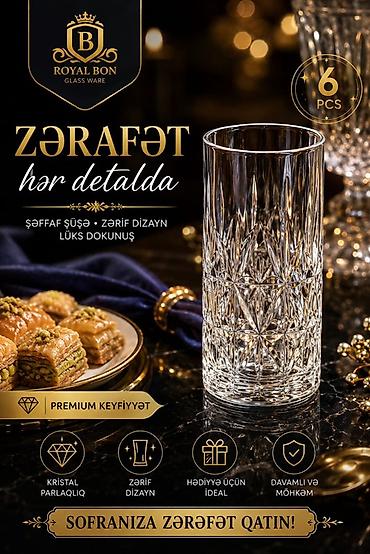 konfet qablari: Stəkanlar, Şüşə, 6 ədədli dəst — 1