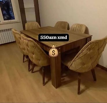 salon stullari: Yeni, Açılmayan, Dördbucaq masa, 6 stul — 1
