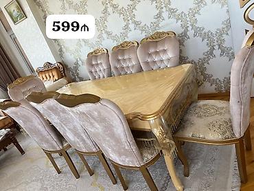 Qonaq otağı üçün, İşlənmiş, Dördbucaq masa, 8 stul