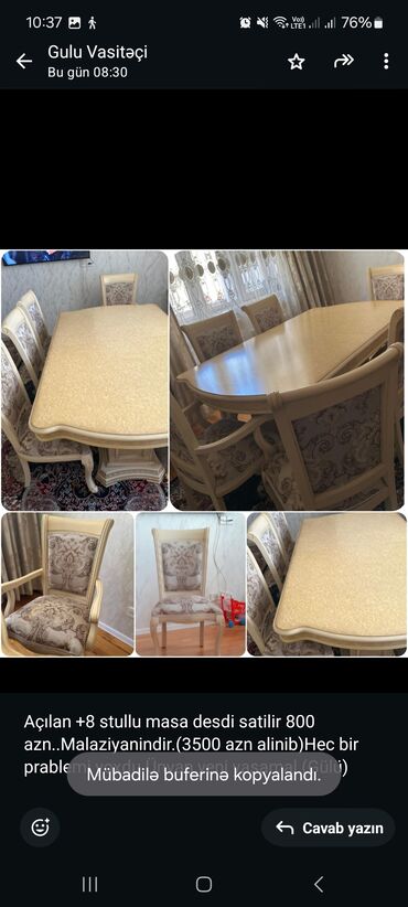 Soyuducu vitrinləri: Qonaq otağı üçün, İşlənmiş, Açılan, Oval masa, 8 stul