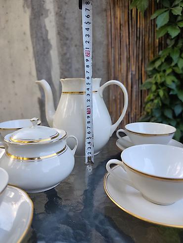 spric 200ml: Porcelanski set za čaj/kafu – klasičan beli servis sa zlatnim rubom — 2