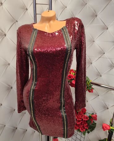 Haljine: 0101 Brand M, bоја - Srebrna, Koktel, klub, Dugih rukava — 6