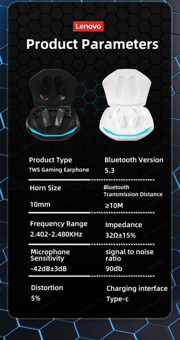 Slušalice: Akcija ! Lenovo GM2 Pro bluetooth crne slušalice Novo, ne — 6