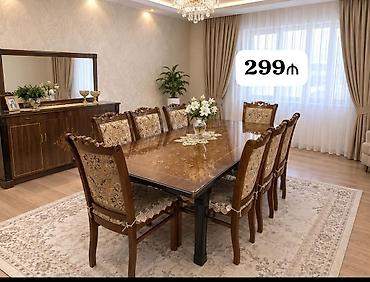 Qonaq otağı üçün, İşlənmiş, Dördbucaq masa, 8 stul