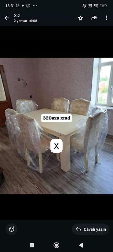 Yemək otağı dəsti - Tərkib: 1 ədəd düzbucaqlı masa + 6 ədəd stul - lalafo.az -da Yemək otağı dəsti - Tərkib: 1 ədəd düzbucaqlı masa + 6 ədəd stul -