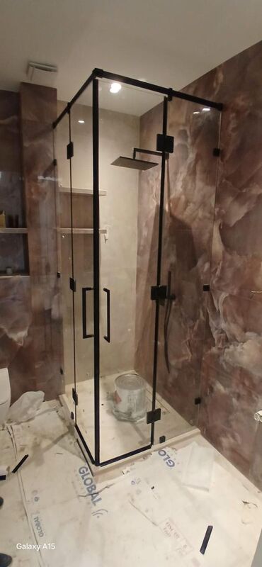 Duş kabinaları, arakəsmələr: Yeni Üstü açıq kabina, Künc üçün, Pulsuz çatdırılma — 3