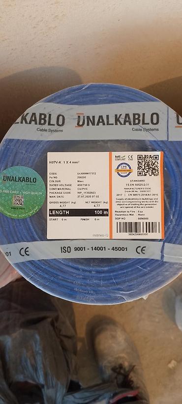 Elektrik kabelləri: Kabel 1x4 və 1 x2.5 orginal QR-kodla ÜNALKABLO elektrik kabelləri – — 1