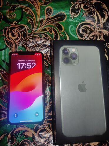 айфон арзан баада: IPhone 11 Pro, Колдонулган, 256 ГБ, Alpine Green, Коргоочу айнек, Каптама, Куту, 91 %