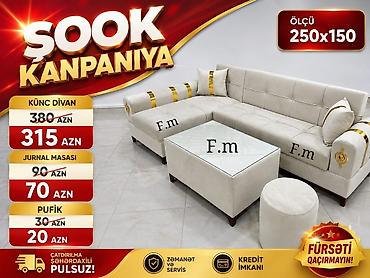 pufik jurnalni: Məhsul: Künc divan dəsti Ölçü: 250 x 150 Tərkib və dizayn: - Yumşaq — 1