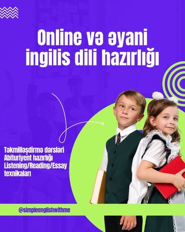 Kabellər: Xarici dil kursu, İngilis dili, Uşaqlar üçün, Abituriyentlər üçün