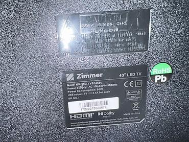 cat ekran: İşlənmiş Televizor Zimmer LED ekran 43" Ünvandan götürmə — 1