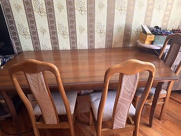 masa satisi: 4 qapılı şkaf, 2 iki qapılı şkaf, 2 kreslo və 1 böyük yemək masası 6 — 5