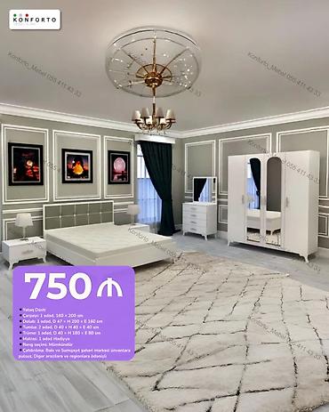 Yataq Dəsti – 750 ₼ Komplekt: - Çarpayı: 1 ədəd, 160 × 200 sm -