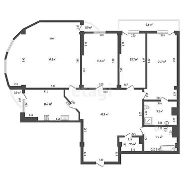 4: 4 комнаты, 214 м², Золотой квадрат Элитка, 7 этаж — 4