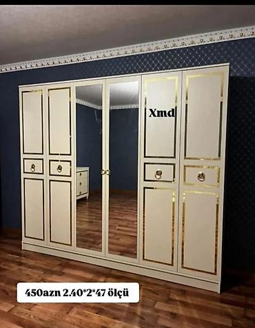 kitab skafi: Geniş güzgülü qarderob dolabı Ölçü: 2.40 m hündürlük × 2.00 m en × 47 — 3