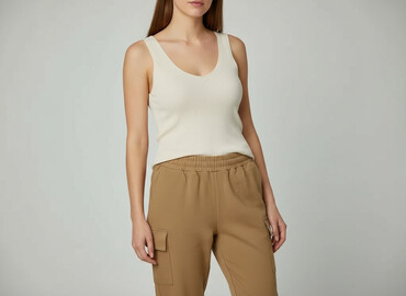 spodnie z zapięciem na nogawkach: Amisu, Material trousers for women, size M (EU 38)
