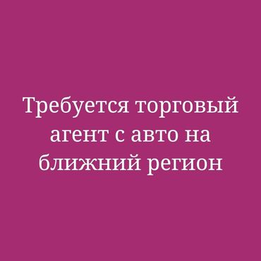 скорая помощь работа: Требуется торговый агент с авто на ближний регион. (с.Кок-Жар