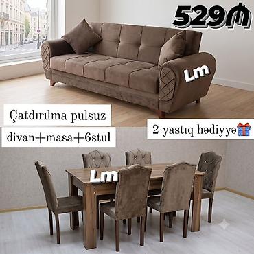 yeni stol stul modelleri: Divan+ Masa dəsti Sifarişlə hazırlanır. Dəst şəkildə : 529₼ . Divan — 1
