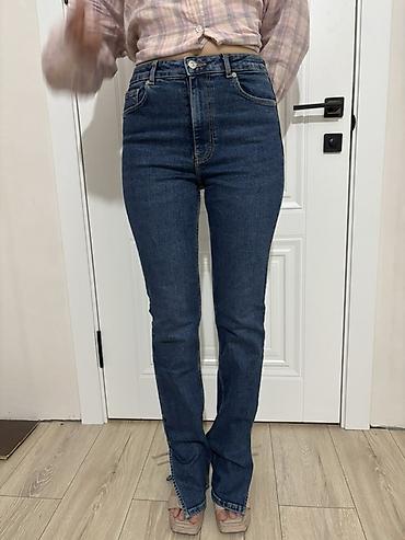 трико шым: Джинсы, Клеш, Zara basic, Высокая талия, С разрезом, S, M — 2