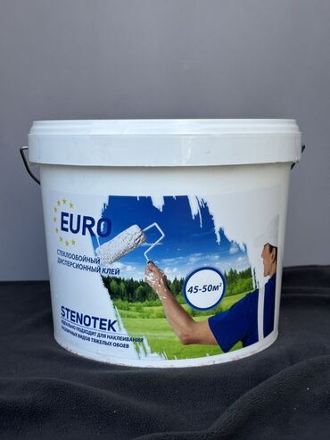 клей для кафеля: Клей для стеклообоев Euro Stenotek в белом ведре. Подходит для