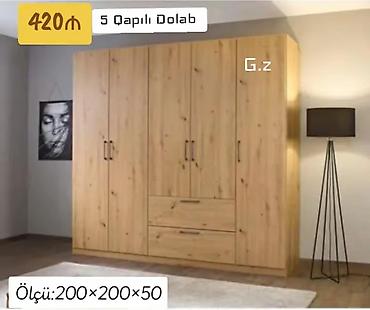 tebii guller: 5 qapılı dolab – təbii ağac teksturalı dizayn - Ümumi ölçülər: 200 × — 1