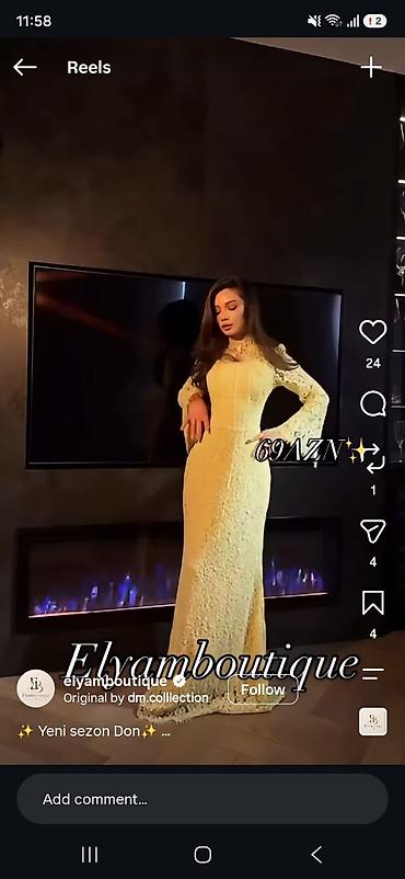 Məhsul 1: Sarı krujeva maxi don - Yeni sezon model - Yüksək yaxalı
