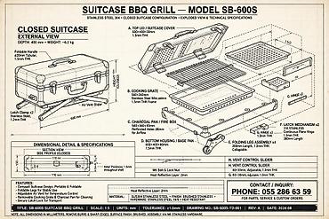 Manqallar, qrillər, barbekyu: Məhsul: Suitcase Grill – Portativ BBQ (Model SG-45 / SB-600S) Təsvir — 4