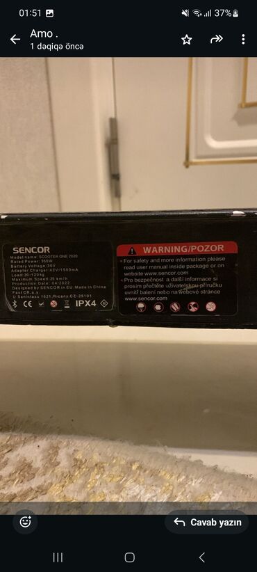 Elektrikli samokatlar: Real Aliciya endirim olacaq az istifade edilib SENCOR Scooter One — 1