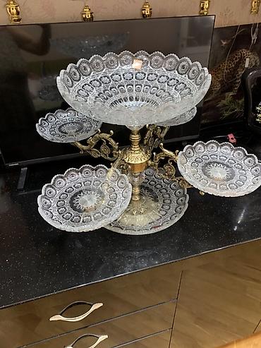 kasa: Kristal meyvə-piroq stendi, çoxsəviyyəli - Material: qalın naxışlı — 3