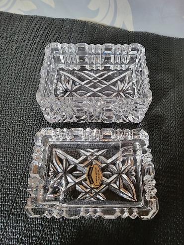 bastenski set: Satula/pepeljara nova kristal Zajecar iz 70ih godina. Set nov od — 8