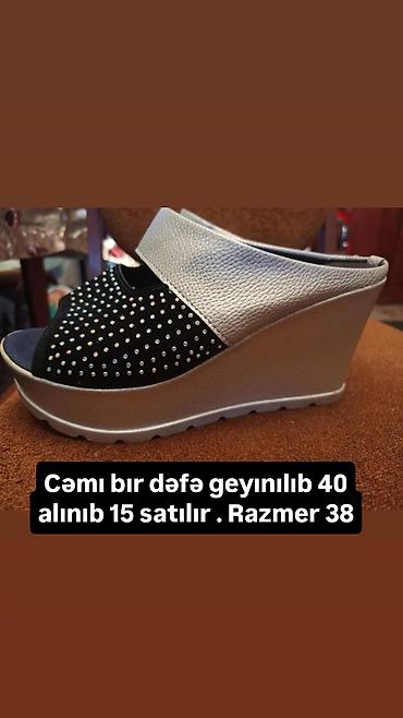 deri canta: Qadın platformalı sandal. - Ölçü: 38 - Qiymət: 15 (40-a alınıb) — — 1