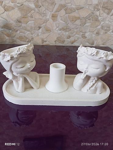 Masaüstü dəstlər: Dekorativ masa dəsti – 3 elementli kompozisiya - Material: ağ rəngli — 3