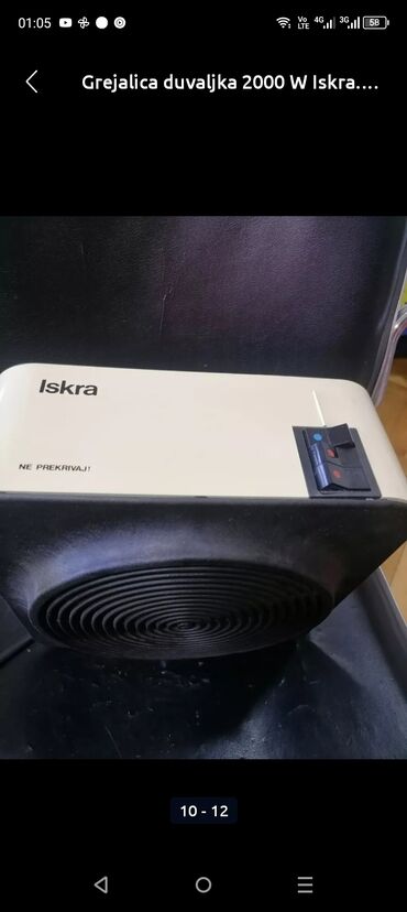 Kaloriferi: Grejalica ISKRA duvaljka. 2000 w dobra ispravna. 
 Mirjevo — 8