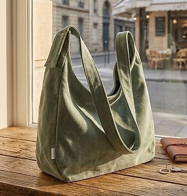 muški ulošci: Platnena tote torba – maslinasto zelena - Prostrana svakodnevna torba — 1