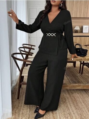 Kompleti: 🌟Damski dvodelni komplet – elegantni blejzer na preklop i široke — 13