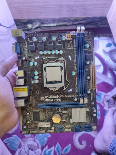 блоки питания 12: Материнская плата, Б/у, ASRock, LGA1155, Micro-ATX, Для ПК